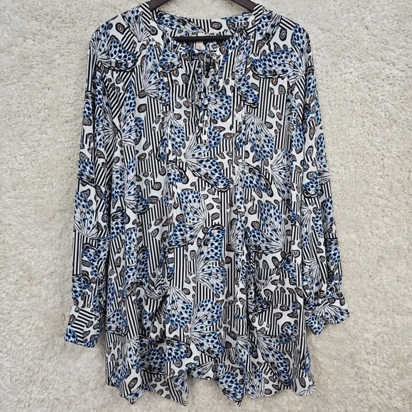 Melissa McCarthy‎ Seven7 Top Womens 2X Butterfly Long Sleeve Flowy Lightweight - Picture 1 of 13